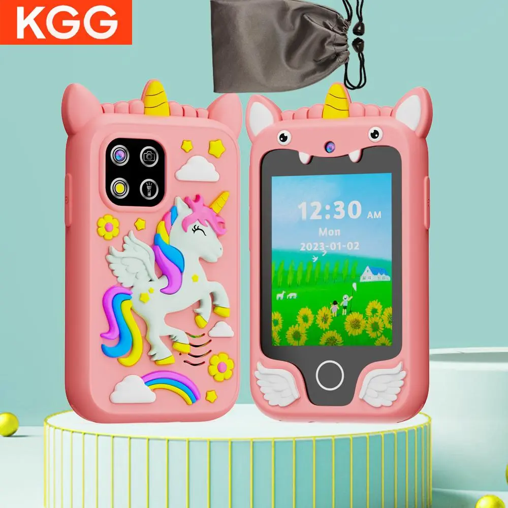 KGG Cartoon Unicorn Design Smart Phone, Cute Cartoon Touch Screen Camera Phone, Educational Toy Phone for Girls Boys