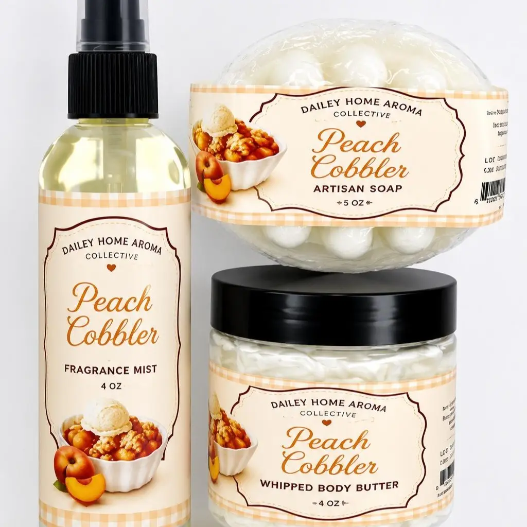Peach Cobbler Ritual Set | 4 oz Body Butter + 4 oz Fragrance Mist + 5 oz Artisan Goat Milk Soap