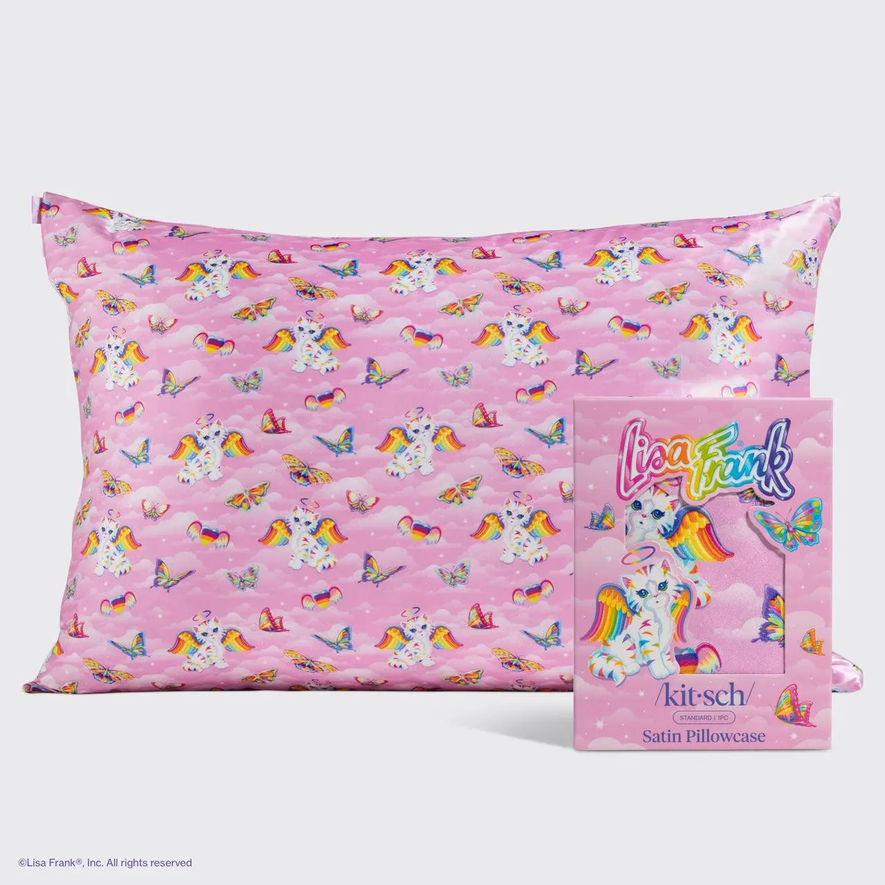 Lisa Frank x Kitsch Satin Pillowcase in Angel Kitty™ Lisa Frank x Kitsch Satin Pillowcase in Angel Kitty™
