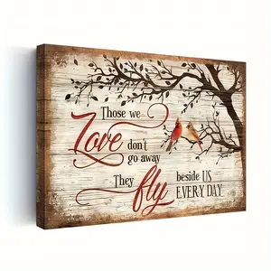 1pc Wooden Framed Canvas Painting, Cardinal Those We Love Don'T Go Away, They Fly Beside Us Every Day,Wall Art Prints With Frame,For Living Room&Bedroom,Home Decoration,Festival Gift