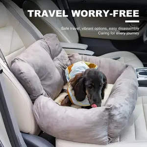 Small Dog Dual Car Seat，Portable & Detachable Travel Booster for Small Dogs & Cats, Soft Bed with Breathable Summer Design, Outdoor&Indoor, Safety Buckle, Fits Front & Back Seats