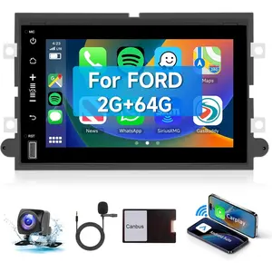 2+64G Android 15 Car Radio Stereo for Ford F150/F250/F350 2004-2014, 7 inch 1080P Touch Screen Car Stereo with Wireless CarPlay Andriod Auto, Bluetooth, GPS, HiFi, SWC, WiFi, HD Backup Camera