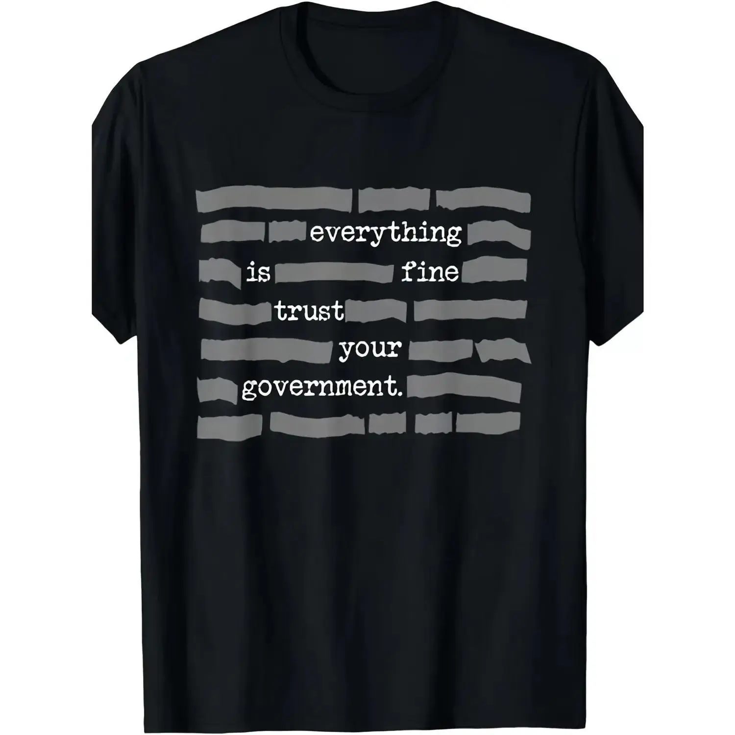 Casual Graphic T-Shirt for Men, "Everything Is Fine" Sarcastic Conspiracy Print, Short Sleeve Round Neck Streetwear, Lightweight & Moisture-Wicking