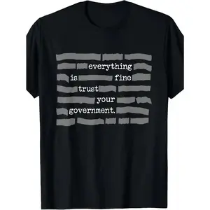Men's Sarcastic Graphic T-Shirt - "Everything Is Fine" Conspiracy Theory Print, Short Sleeve Casual Streetwear Top, Lightweight & Moisture-Wicking