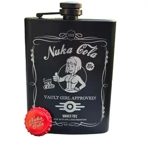 Nuka cola Vault Girl Flask Fallout Style Laser Engraved canteen water bottle unofficial handmade  Stainless Steel Flask Drinkware Portable hip flask Beverage Bottled Travel