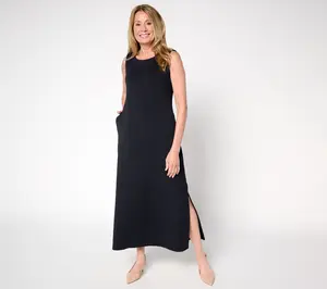 Belle by Kim Gravel Petite ScubaLuxe Bateu_Neck Maxi Dress