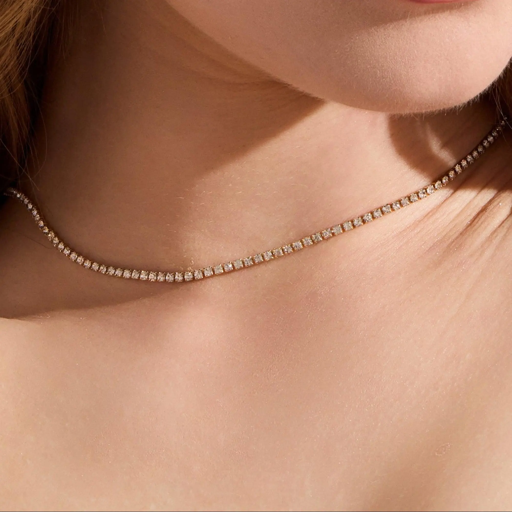 EVRY JEWELS Gold or Silver Plated Women's Hypoallergenic Icy Tennis Necklace