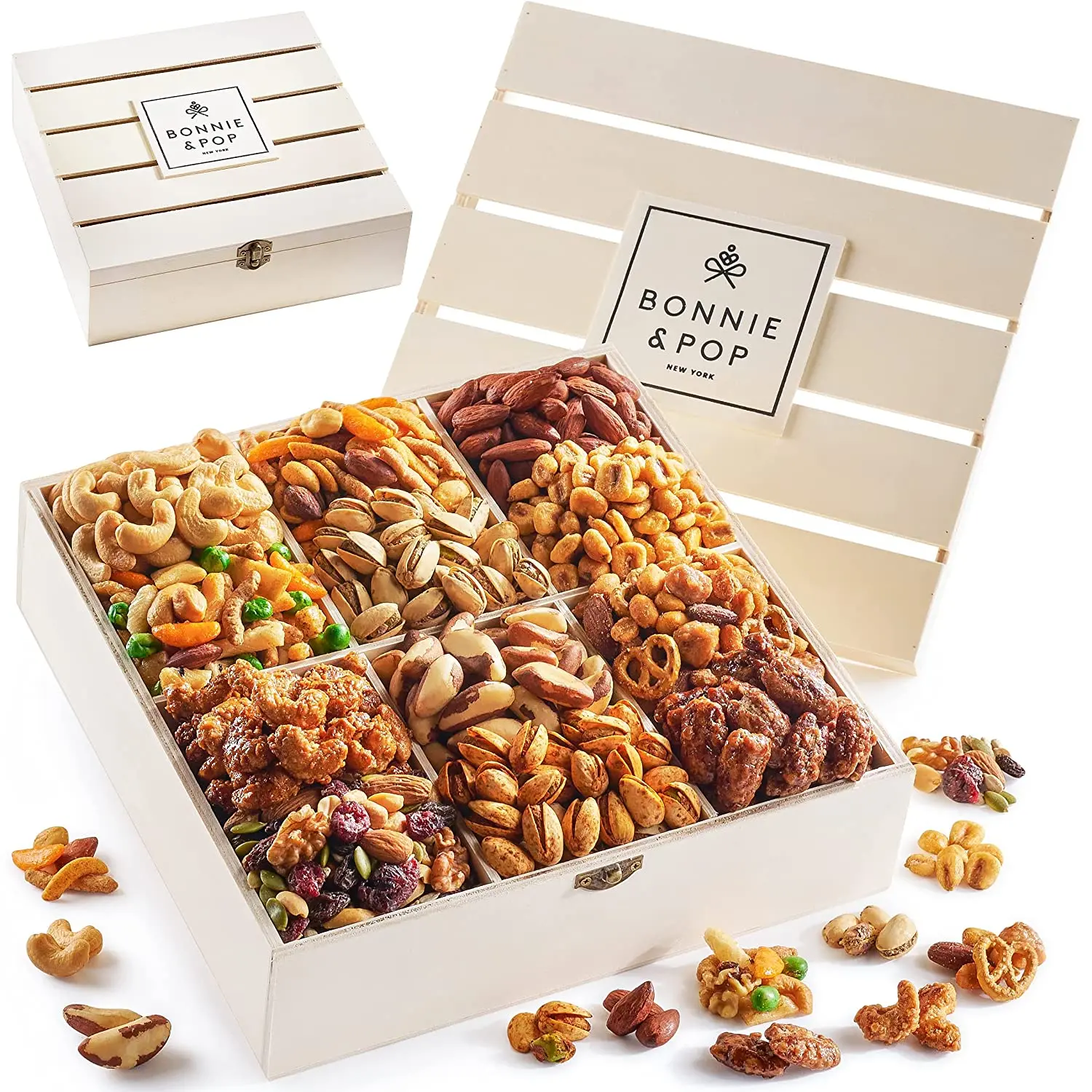 Deluxe Nut and Snack Gift Crate - Savory-Sweet Snack Gift Set with Cranberries, Ideal for Adult Gifting