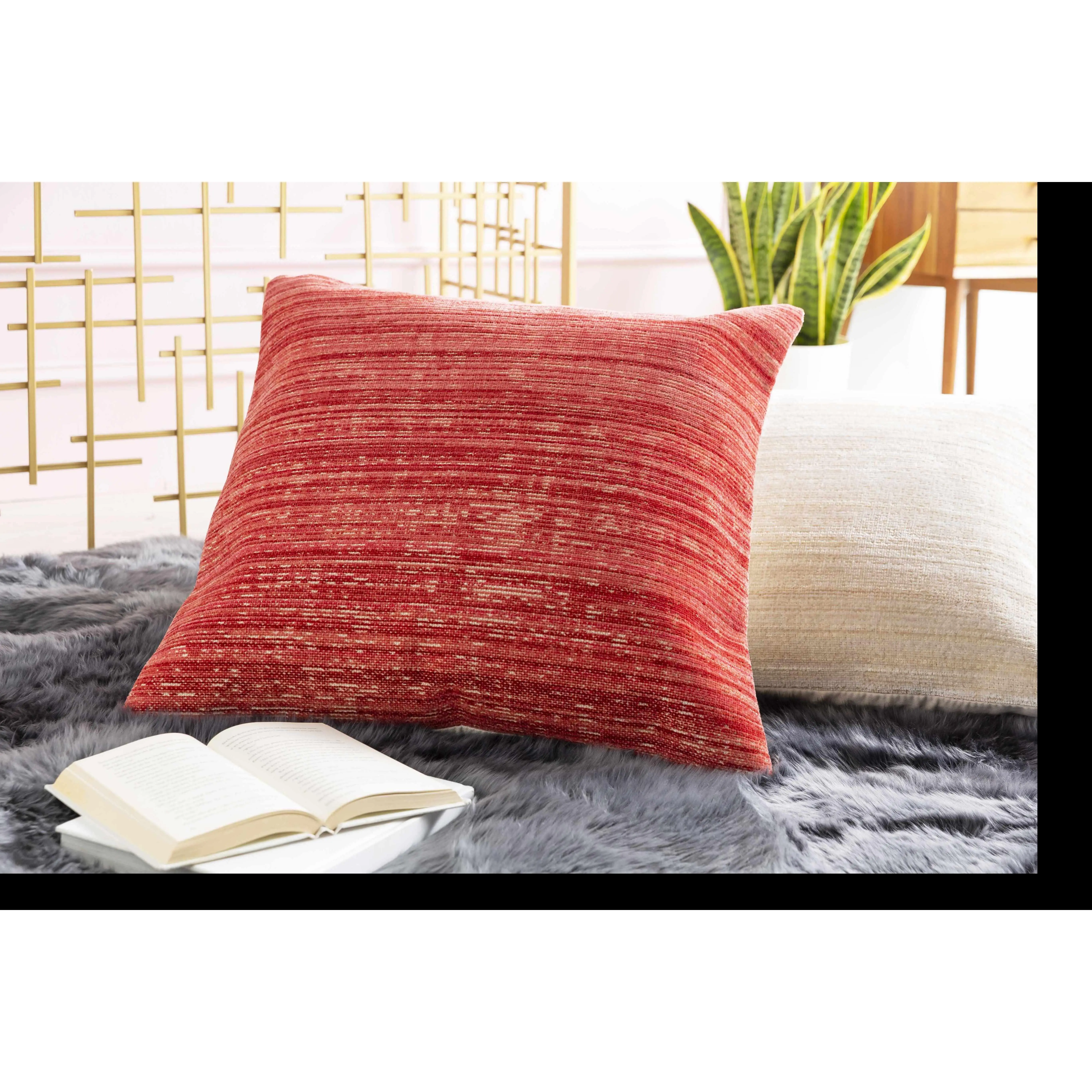 Riverbank Red Gradient Square Home Decorative Cushion - 45% Polyester, Woven, Solid & Striped, Clearance