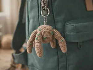 Handmade Rocky Crochet Keychain, Amigurumi Sci-Fi Mini Toy, Plush Keyring Bag Charm
