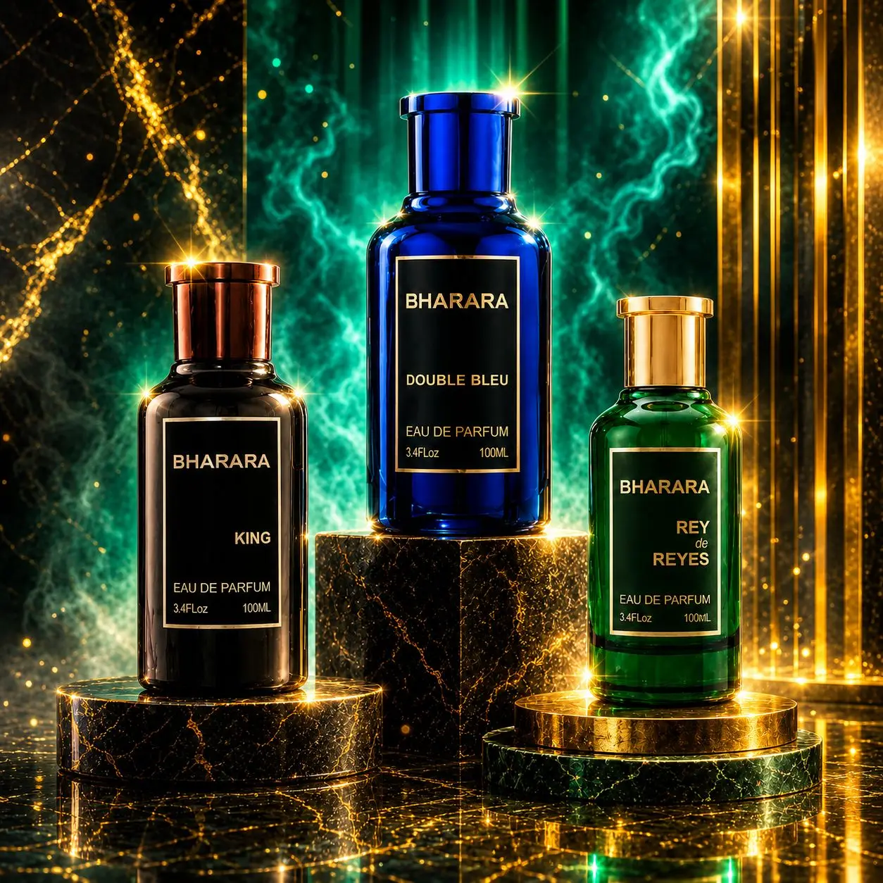 Bharara Double Bleu + King + Rey De Reyes | Men's Fragrance | 100ML - 3.4 | Eau De Parfum | Grapefruit- Pink pepperBergamot