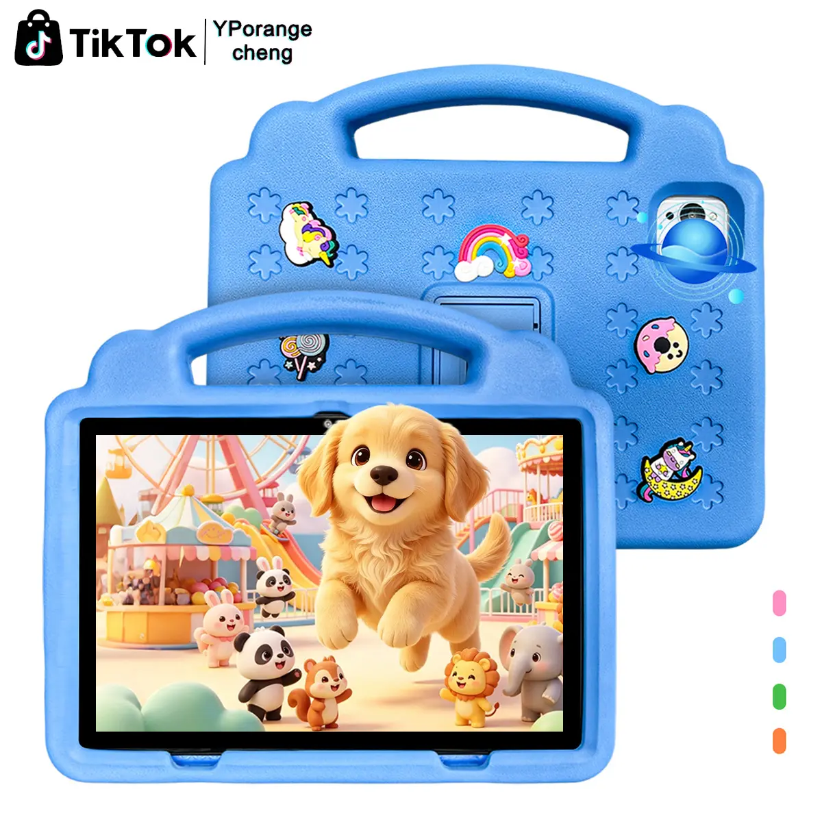 【TikTokShopBackToSchool】Children's tablet Android 12 system 3GB memory 64GB storage children's anti fall handle EVA protective case IWAWA parental control WiFi dual camera 4000mAh educational learning tablet (without adapter) boys and girls holiday gift s