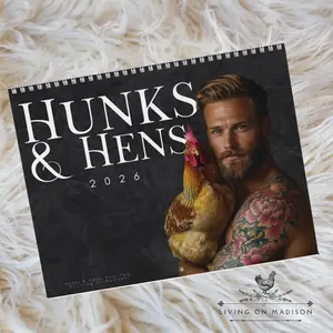 Hunks and Hens 2026 Wall Calendar, Spicy Funny Chicken Gift