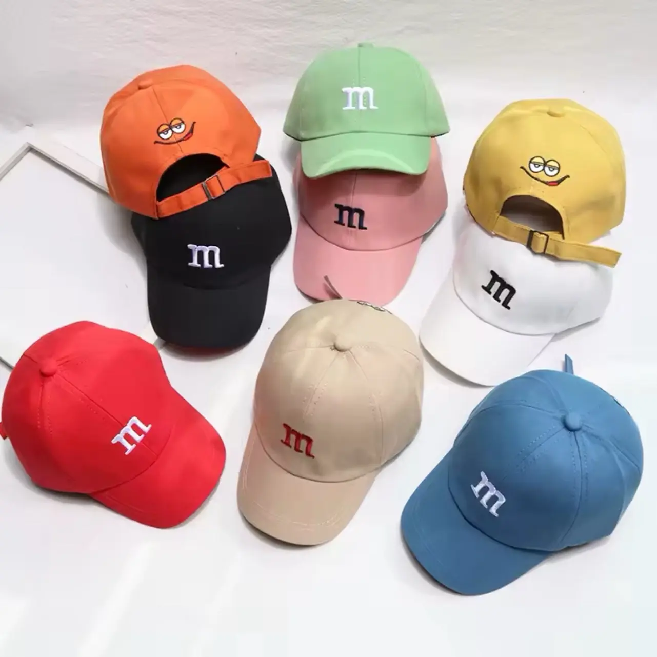 Solid Color Letter Baseball Cap Simple Embroidered Peaked Hat for Toddler Boy Girl Summer Adjustable Kids Sun Hat