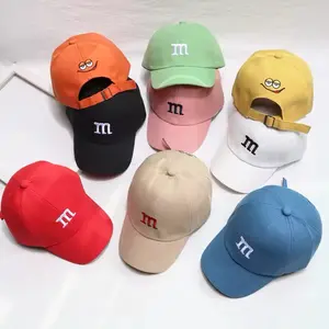 Solid Color Letter Baseball Cap Simple Embroidered Peaked Hat for Toddler Boy Girl Summer Adjustable Kids Sun Hat