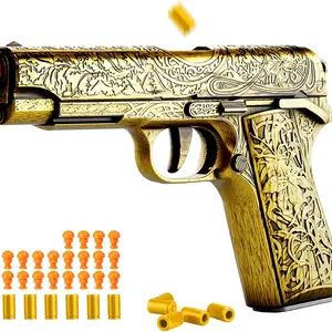 Gold Toy Gun Pistol Alert! Cool Outdoor Toy Gun Games for 14+ Years, Continuous Operation | Retro M1911 Toy with Shell Ejection & Empty Hanging | Perfect Gift for Gun Lovers & Collectors!