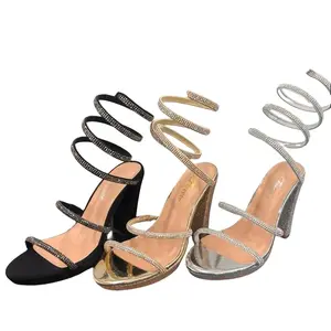 WOMENS BLOCK HEEL WITH RHINESTONE BAND AND SPIRAL SCOBLE-32