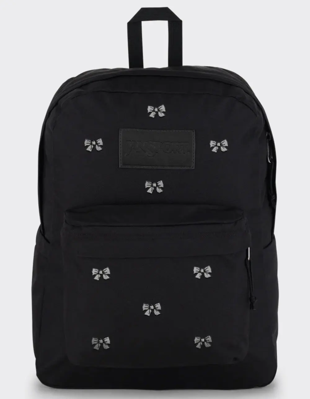 JANSPORT Womens SuperBreak Plus FX Backpack, Embroidered Bows Black JANSPORT Womens SuperBreak Plus FX Backpack, Embroidered Bows Black