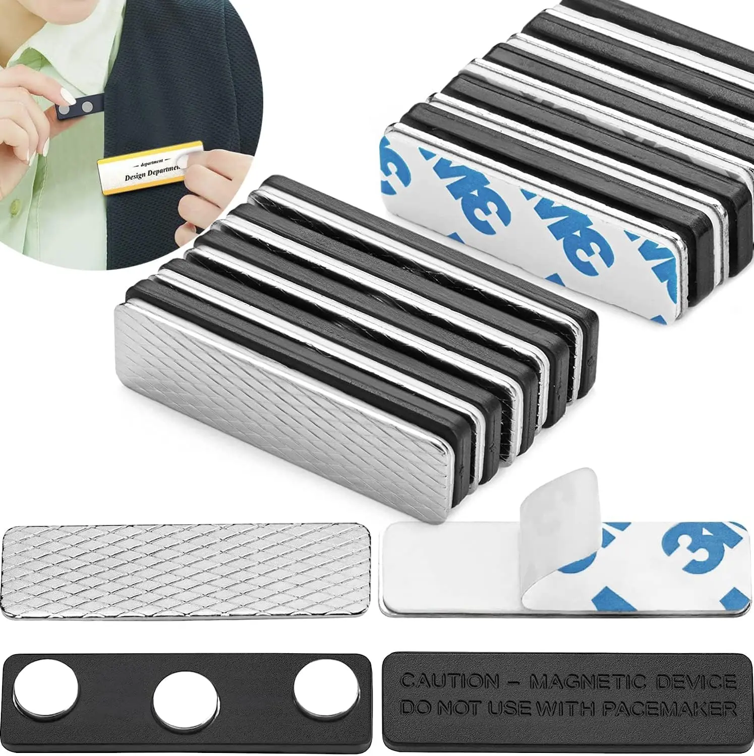 10-Pack Plastic Magnetic Name Tag Holders with Strong Neodymium Magnets, 0.5" Wide, 0.2" Thick Adhesive Backing - Secure ID Badge & Accessory Switch, Home Supplies Decor for Adults (Refrigerator Magnets)