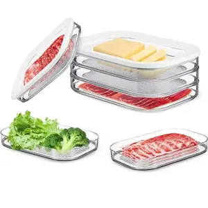 Stackable Meat Container for Fridge, BPA-Free Food Storage Box with Lid, Ideal for Cold Cuts & Salami, Set of 3