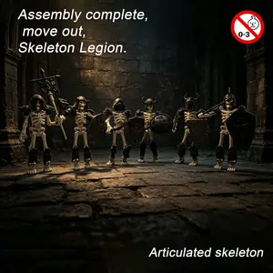 Medieval Skeleton Knights Action Figure Set, 6-Pack Posable Skeleton Warriors, Halloween Decor, Diorama, Tabletop Gaming, Multi-Joint Movable, Movable Figurines