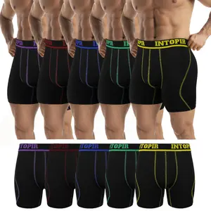 5 Pack Menswear Anti-Chafing Boxer Shorts Briefs Long Legs Underpants Trunks Breathable Cozy Lightweight Soft Stretchy Comfortable Underwear Fabric Elastic Plain Spandex Big