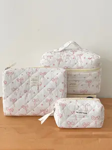 Butterfly Flower Embroidered Makeup Bag, Cute Portable Cosmetic Storage, Travel Essential, Daily Washroom Organizer, All Seasons, Makeup Organizer Pouch