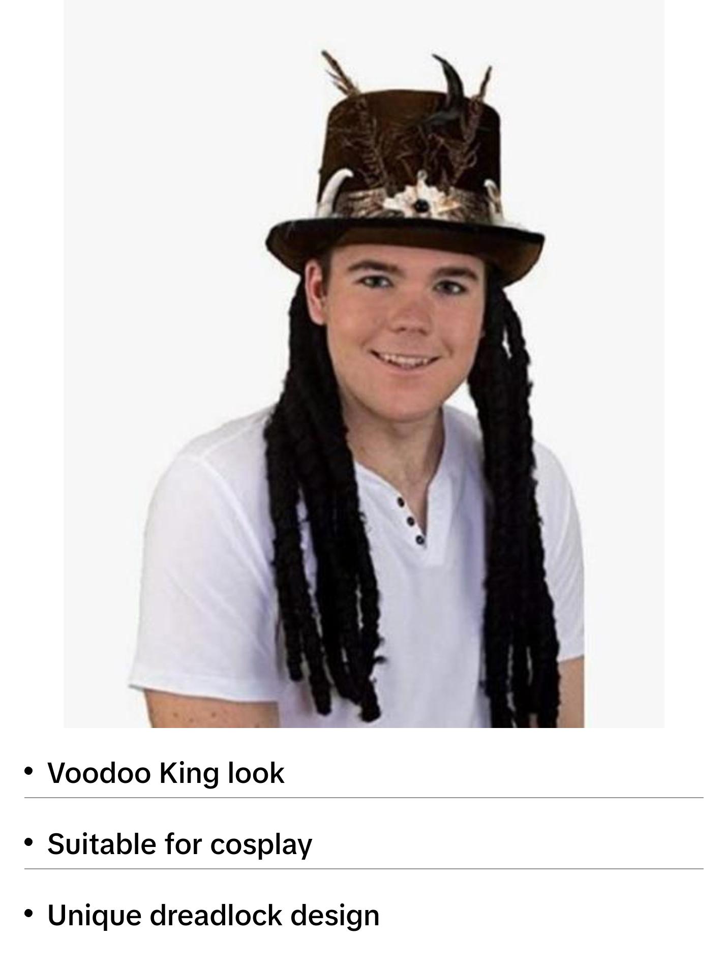 Witch Doctor - VooDoo King Top Hat - Bones Dreads - Costume Accessory - Adult