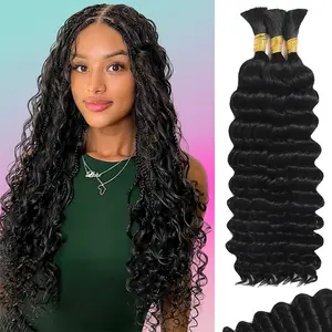 8-18" All-In-One Human Hair Braids Boho Deep Water Wave 3 Bundles 110g Raw Remy Hair for Wedding Party Daily Use outdoorfun
