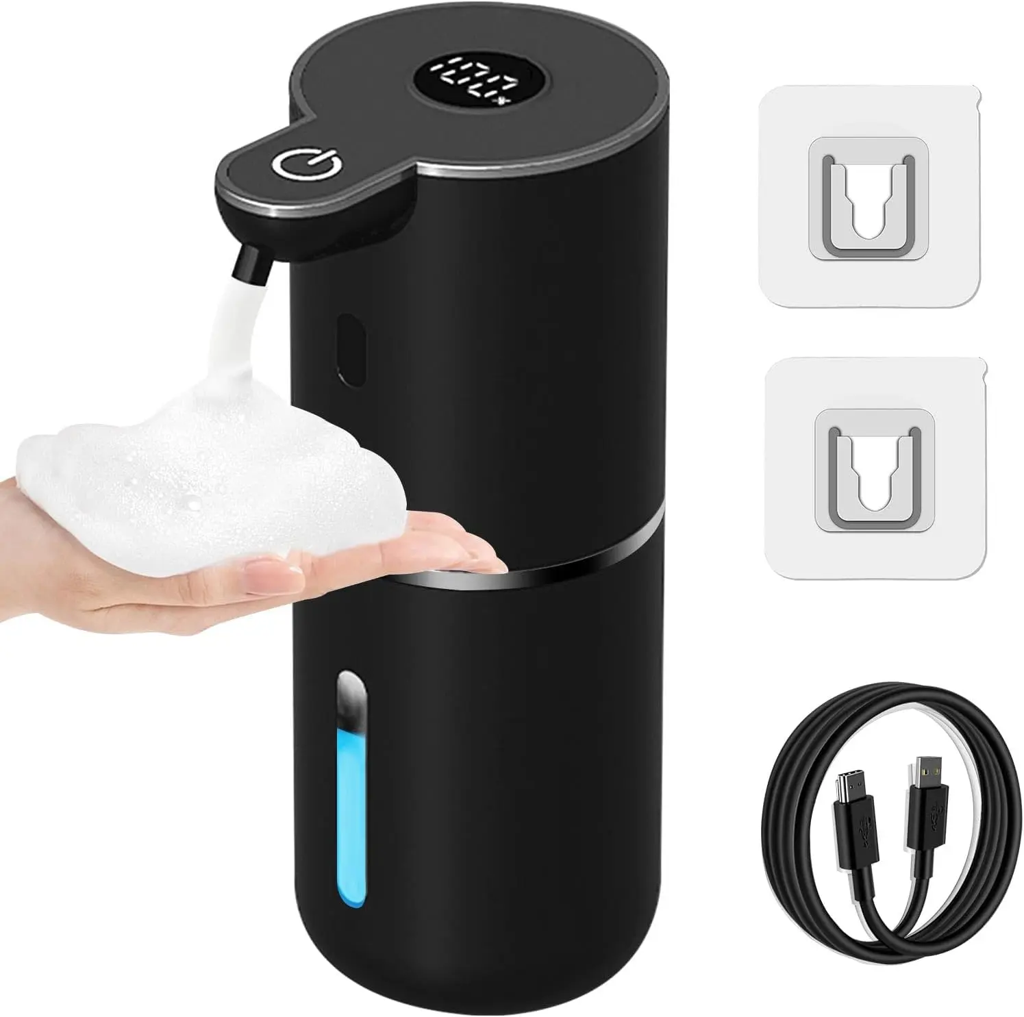 Automatic Foaming Soap Dispenser Touchless, USB Rechargeable Smart Hand Soap Dispenser, 6-Level Adjustable Foam Dispenser, 12.8oz/380mL Soap Dispenser, Compatible with Thick & Thin Dish Soap, Auto Soap Dispenser for Bathroom, Kitchen, Sink, Black
