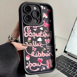 A pink flamingo print phone case, TPU shockproof full protection case, suitable for iPhone 17/16/15/14/13/12/11 PRO MAX PLUS AIR E XS and PROMAX MINI, an ideal gift for friends and family, T1666