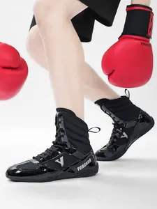 Men's High-Top Wrestling Training Shoes, Boxing & Muay Thai Workout Sneakers, Gym Shoes, Training Sports Shoes, Anti-Tear Upper, Ankle Support, Non-Slip Grip, All Seasons