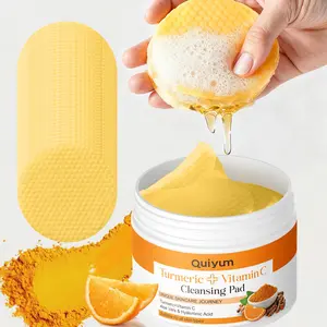 40 Pcs Turmeric Vitamin C Facial Cleansing Pads for acne and dark spots, Recyclable Makeup Remover, Pore Cleansing, Even Complexion