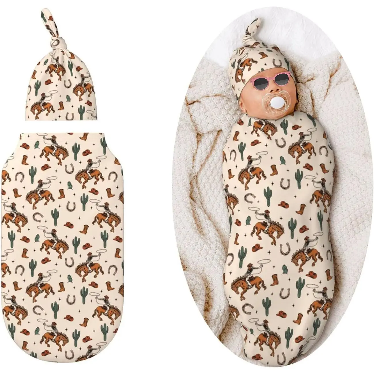 Unisex Infant Colorblock Sleep Sack & Hat Set - Soft Stretchy Polyester Cocoon Swaddle (0-3 Months: 6.3*13 in, 0-6 Months: 11.4*21 in) - Newborn Photo Prop with Monkey, Turtle, Easter Bunny Designs