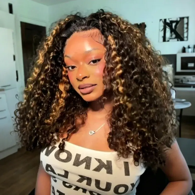 ISEE HAIR 1B/30 Highlight Burmese Curly Wear Go Half Wig Human Hair Half Wig with Drawstring Cap InvisiFit Strap Flip Over Glueless Human Hair Wig Beginner Friendly Protective Style No Leave Out #SoHoChic #TikTokShopBackToSchool