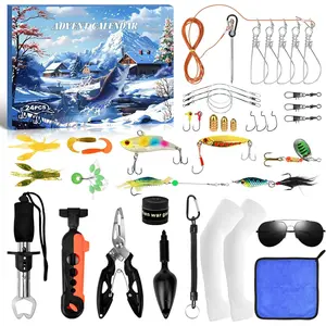 Fishing Advent Calendar 2025, 24 Days Christmas Countdown Calendar Fishing Lures Set with Soft/Hard Lures and Tools, Surprise Gifts for Men Adult Teen Boys Fish Lovers