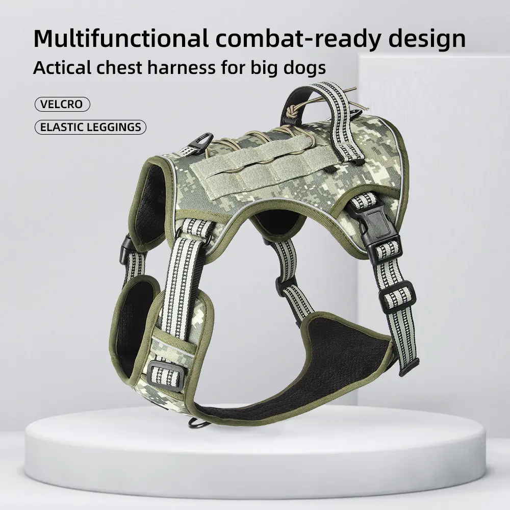 YuY Pet Large dog tactical harness, Dog Harness for Large Dogs , Durable Reflective Dog Harness, Easy to Control