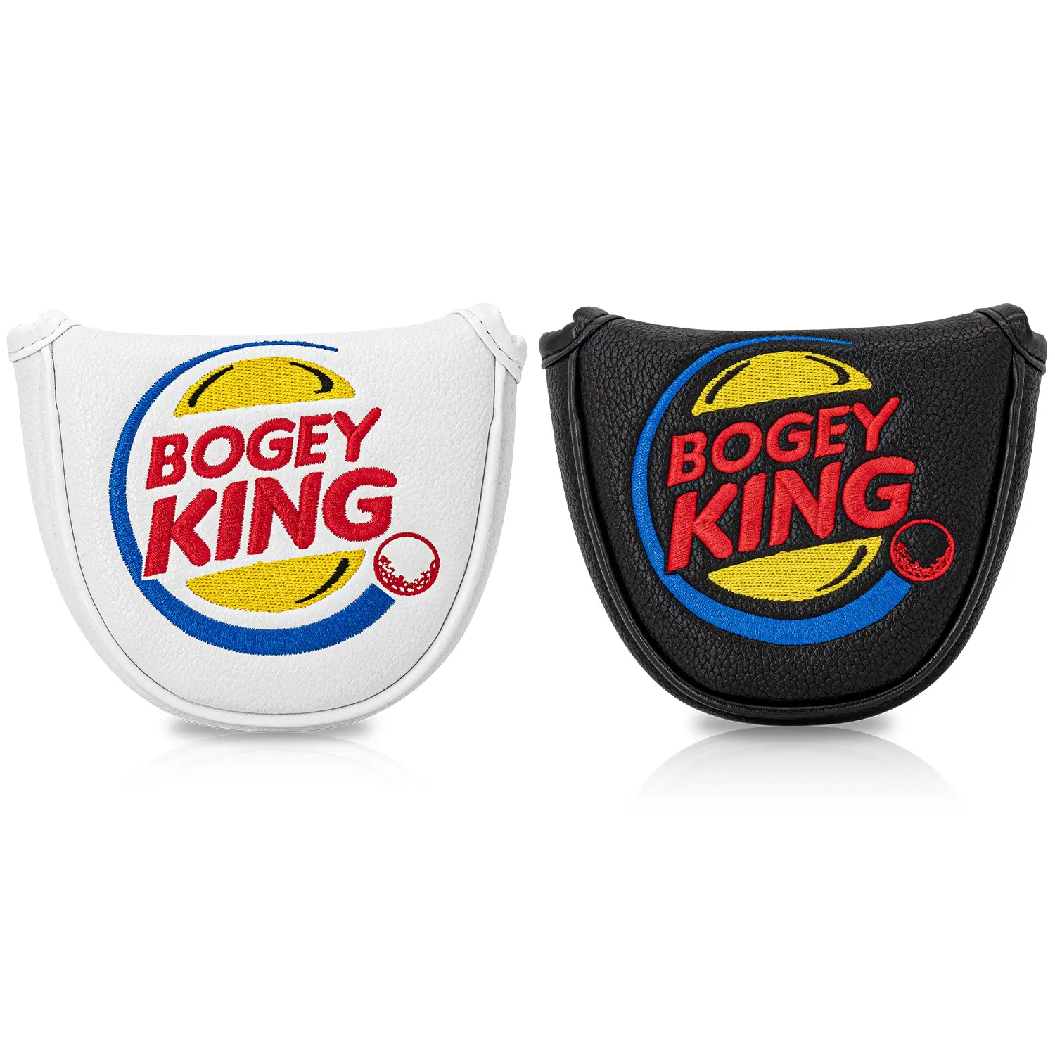 Bogeys King Fun Design Style Club Head Cover, Golf Accessories, golf supply, golf gear, Semi-Circle Golf Putter Cover, PU Material with Advanced Embroidery for Most Brands