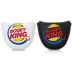 Bogeys King Fun Design Style Club Head Cover, Semi-Circle Golf Putter Cover, PU Material with Advanced Embroidery for Most Brands