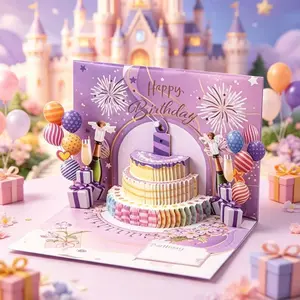 Light-Up 3D Pop Up Birthday Card with Music, LED Cake & Fireworks Musical Greeting Card, Interactive Happy Birthday Keepsake for Women Men Kids All Ages