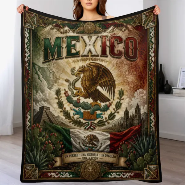 Mexico Pride Ultra-Soft Poly Mexican Eagle Flag Throw Blanket - Aztec Heritage Vibrant Print, Durable, Lightweight, Machine Washable, Multi-Size, Modern, Black Friday Deal for Couch & Bed, Ideal Gift for Mexico Fans