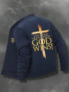 Vintage American God Is the Winner Letter Print Casual Stand Collar Fitted Knit Long Sleeve Jacket for Men, Spring & Fall Fashion Zipper Outerwear, Casual Fitted Jackets