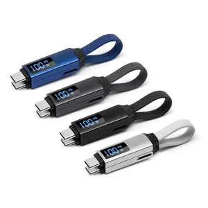 Universal Usb C Charging Cord，Nylon Braided Dual Type C To Type C Mini Magnetic Cable，5A 100W Pd Fast Charging & Data Sync Line Compatible with Most Android Smartphones，Laptops And Portable Electronic Devices