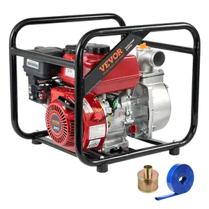 VEVOR Gasoline Powered Trash Pump,  2 in/50 mm, 7HP 132GPM 4-Stroke Gasoline Engine Water Transfer Pump with 25 ft/7.62 m Outlet Hose Max 98 ft Lift 26ft Suction, Cast Iron Impeller for Irrigation Pool