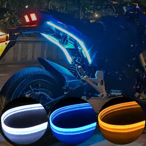 2pcs motorcycle turn signal decorative light strips flowing lights car lane changing light strips, LED daytime running lights dual color tail lights DRL running light light strips