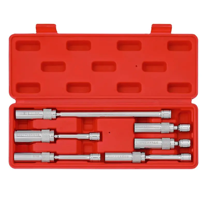 6-Piece Magnetic Swivel Spark Plug Socket Set, 3/8-Inch Drive 12-Point Thin Wall Tools, Multi-Size Kit with Holder for Equipment Maintenance, Magnetic Tool Holder, 6Pcs, Sports & Outdoor Fitness Equipment Maintenance, Equipment Repair
