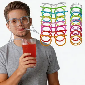 4PCS/8PCS Funny Glasses Straws - Reusable Colorful Novelty Drinking Tools, Hilarious Drinking Straws for Birthdays / Parties / Family Gatherings