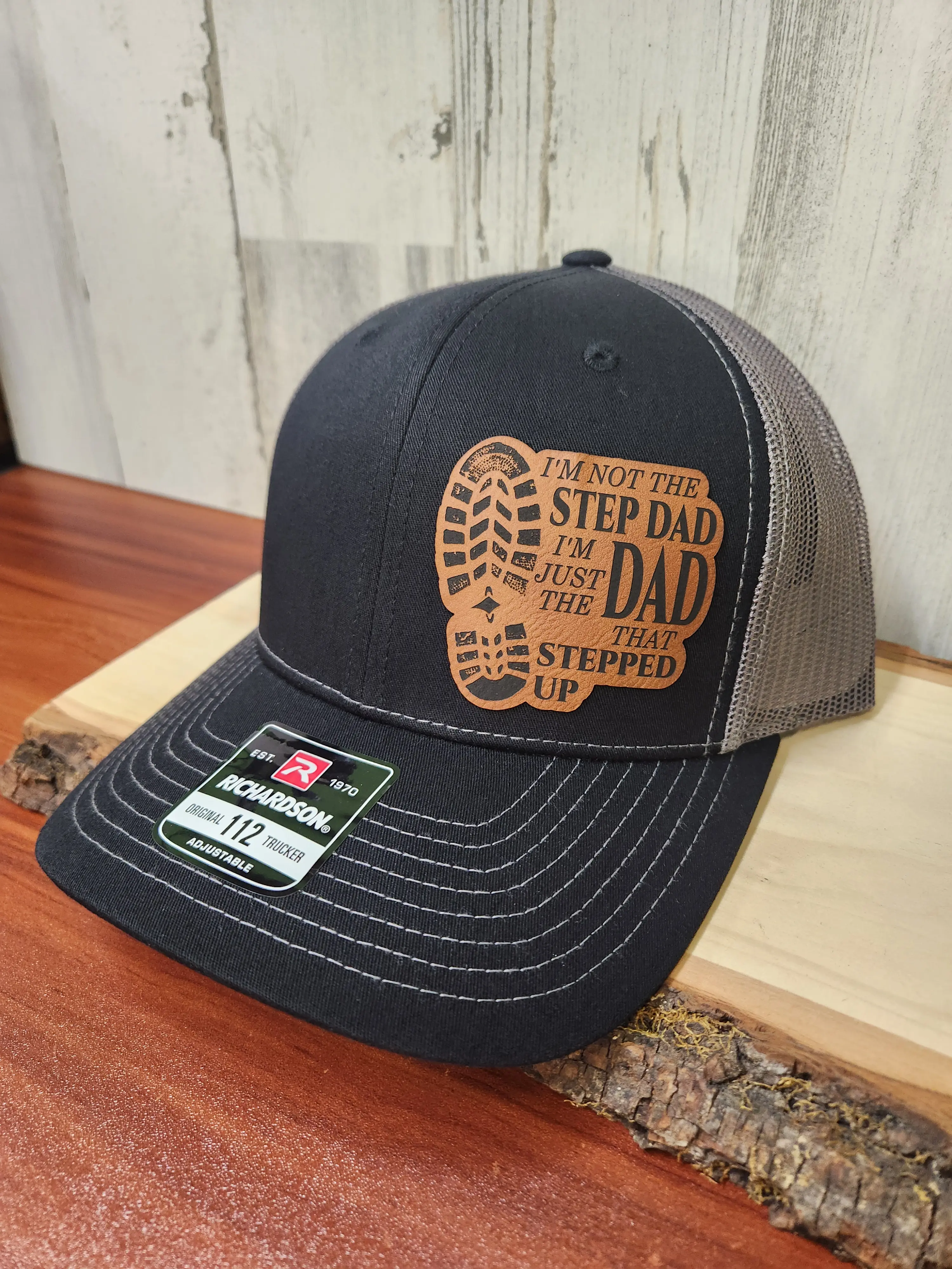 Step Dad Hat, Father That Stepped Up, Richardson 112 Trucker Mesh or Fitted Hat Statement Cap Premium Headwear