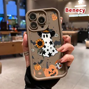 TPU Phone Case for iPhone 15 16 14 Pro Max 13 12 11 XR XS Plus E Halloween Spirit Delight Pattern Pocket-Friendly Shockproof Silicone Protective Soft Smartphone Casing