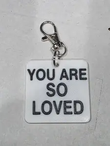 3D Printed Costume Jewelry Keychain Pendant - Silver-Tone Hook, Black PLA Print Lettering, Stylish Keyring - Ideal Gift for Loved Ones, 3D Printed Keychains